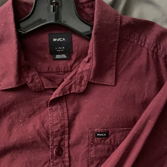 Burgundy RVCA LS Button Up - Picture 2 of 2